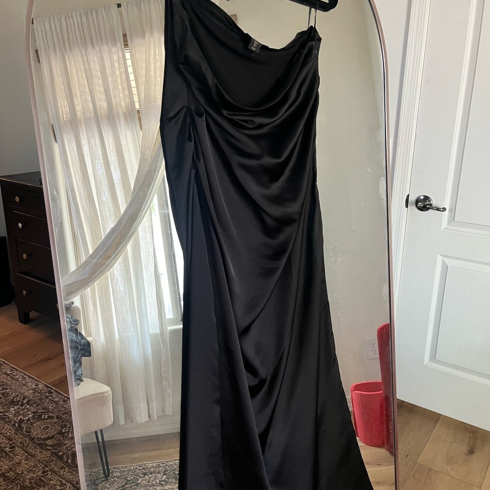 Elegant Black Satin Dress